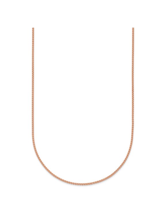 14K Rose Gold Polished 1.1mm Solid Spiga Chain Necklace for Women 16"