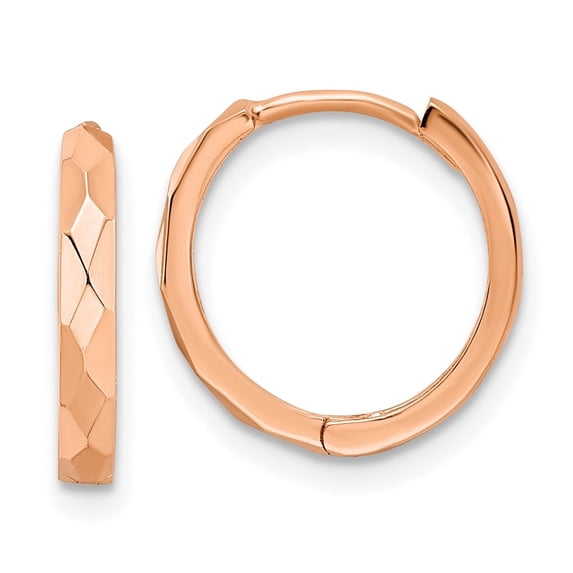 Diamond2Deal 14K Rose Gold Faceted Hinged Hoop Earrings for Women (L- 0.54 inch, W- 0.55 inch)