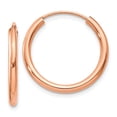thumbnail image 1 of Diamond2Deal 14K Rose Gold Round Endless 2mm Hoop Earrings for Women (L- 0.83 inch, W- 0.81 inch), 1 of 2