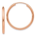 thumbnail image 1 of Diamond2Deal 14K Rose Gold Round Endless 2mm Hoop Earrings for Women (L- 0.99 inch, W- 1.01 inch), 1 of 2
