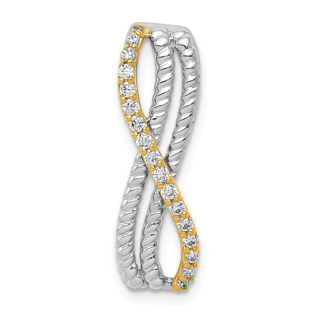 Diamond2Deal 14K Two Tone 1/5ct. Diamond Fancy Twisted and Braided ...