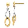 thumbnail image 1 of Diamond2Deal 14K Two-Tone Gold Dangle Post Earrings for Women (L- 1.08 inch, W- 0.28 inch), 1 of 2