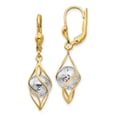 thumbnail image 1 of Diamond2Deal 14K Two-Tone Gold Dangle Leverback Earrings for Women (L- 1.34 inch, W- 0.36 inch), 1 of 2