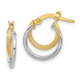 thumbnail image 1 of Diamond2Deal 14K Two-Tone Gold Polished Diamond-Cut Hinged Hoop Earrings (L- 0.62 inch, W-0.52 inch), 1 of 6