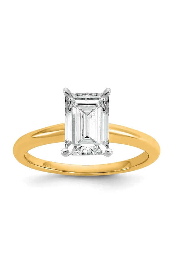 14K Two-tone Gold 2 carat LG Diamond Emerald Solitare Engagement Ring Size 7 (Clarity: VS, Color: F-G)