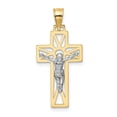thumbnail image 1 of Diamond2Deal 14K Two-tone Gold Crucifix Pendant for Women (L- 1.19 inch, W- 0.52 inch), 1 of 6