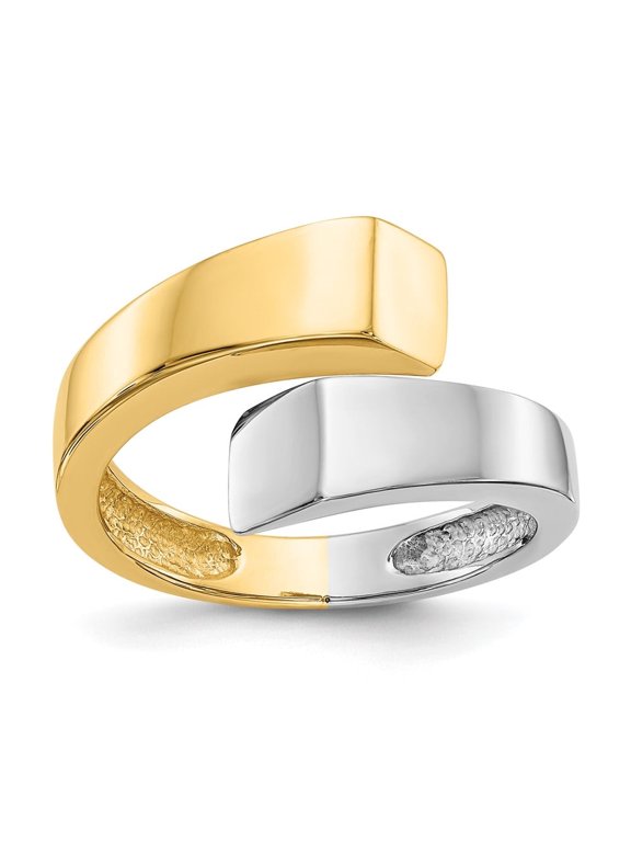 Diamond2Deal 14K Two-tone Gold Square Overlapping Ring for Women Size 7