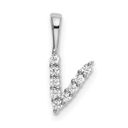 Diamond2Deal 14K White Gold 1/10 carat Lab Grown Diamond VS/SI+ G+ Complete Letter V Initial Pendant