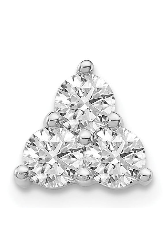 14K White Gold 1/2 carat Lab Grown Diamond VS/SI+ G+ Complete Three Stone Triangle Chain Slide Pendant