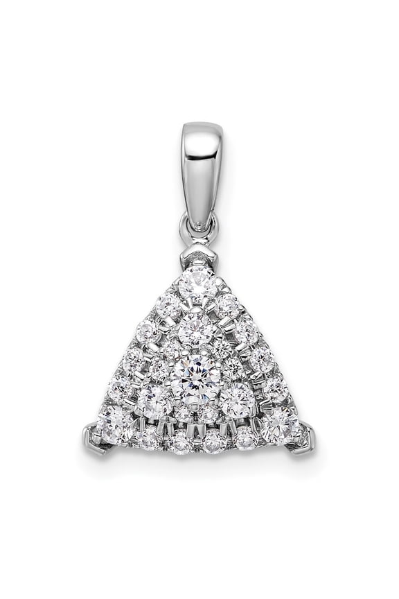 14K White Gold 1/2 carat Lab Grown Diamond VS/SI+ G+ Complete Triangle Cluster Pendant