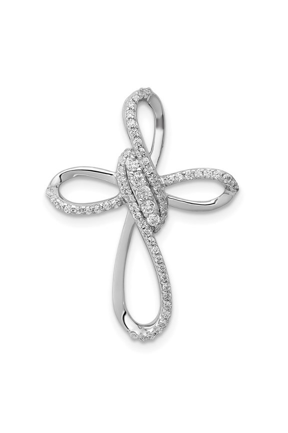 14K White Gold 1/3 carat Diamond Cross Omega Slide