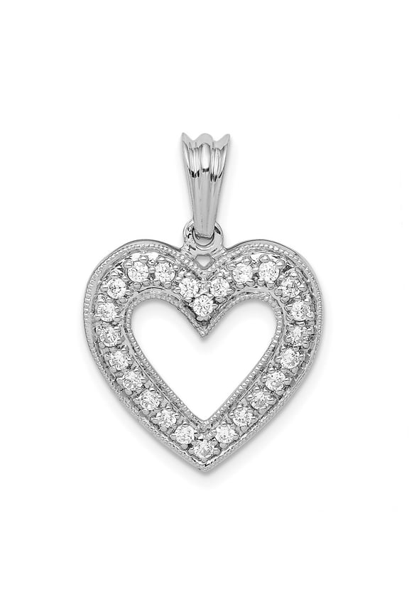 14K White Gold 1/3 carat Diamond Heart Pendant
