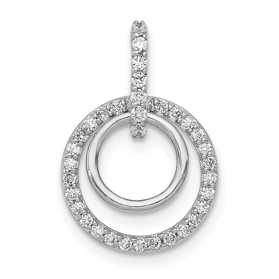 Diamond2Deal 14K White Gold 1/4 carat Lab Grown Diamond VS/SI+ G+ Complete Double Circle Dangle Pendant