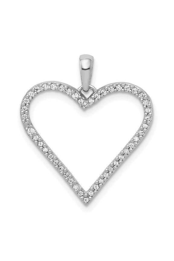 14K White Gold 1/6 carat Diamond Heart Pendant