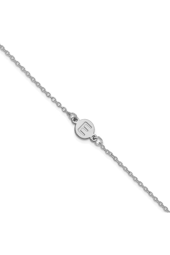 14K White Gold 1 Letter Bubble Bracelet 7.5 inch for Women(L- 7.5inch, W- 10.5mm)
