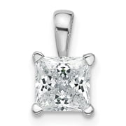 Diamond2Deal 14K White Gold 1 carat Lab Grown Diamond VS/SI+ G+ Princess Complete Four Prong Pendant