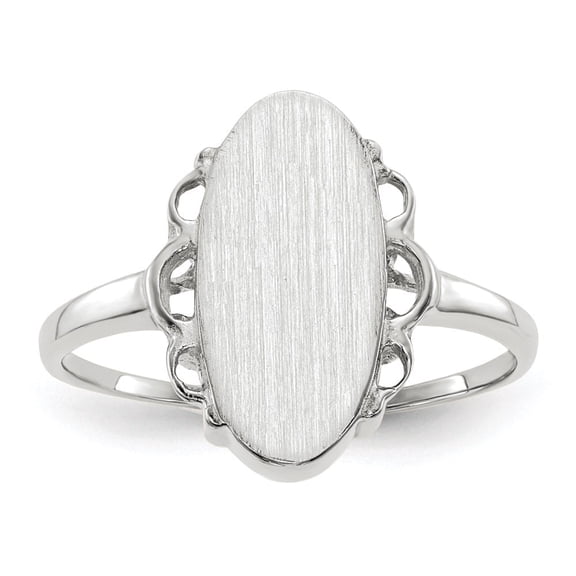 Diamond2Deal Mother's Day Gift 14K White Gold 14.5x7.0mm Open Back Signet Ring for Women Size 6