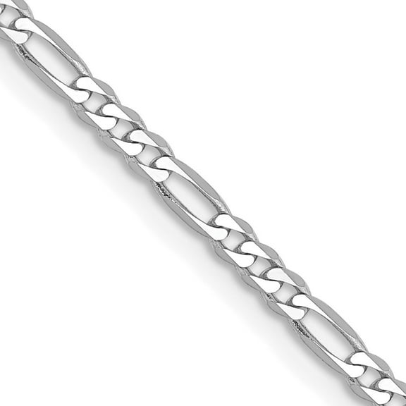 Diamond2Deal 14K White Gold 2.25mm Flat Figaro Chain Necklace for Women 16"
