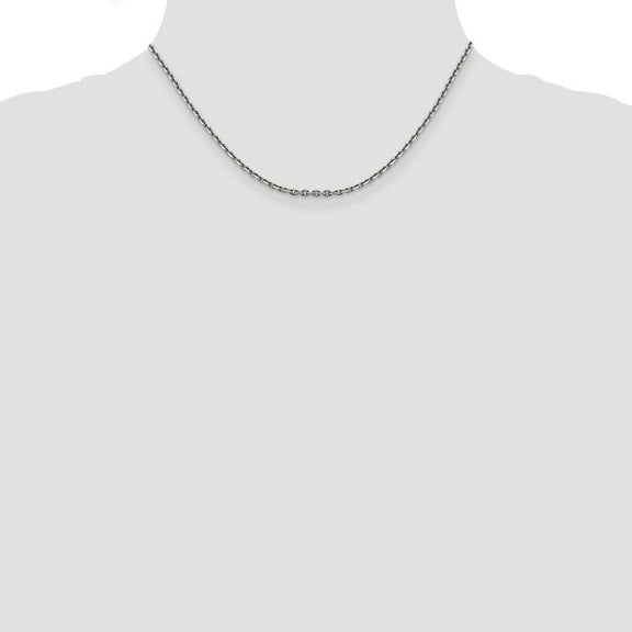 Diamond2Deal 14K White Gold 2.5mm Diamond-Cut Cable Chain Necklace for Women 16"
