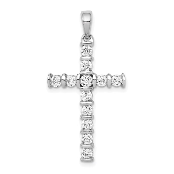 Diamond2Deal 14K White Gold 3/4 carat AA Diamond Latin Cross Pendant