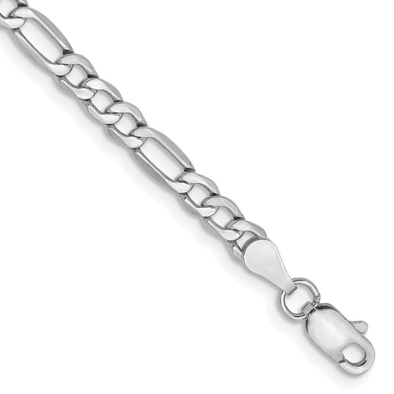 Diamond2Deal 14K White Gold 3.5mm SemiSolid Figaro Chain Bracelet for Women
