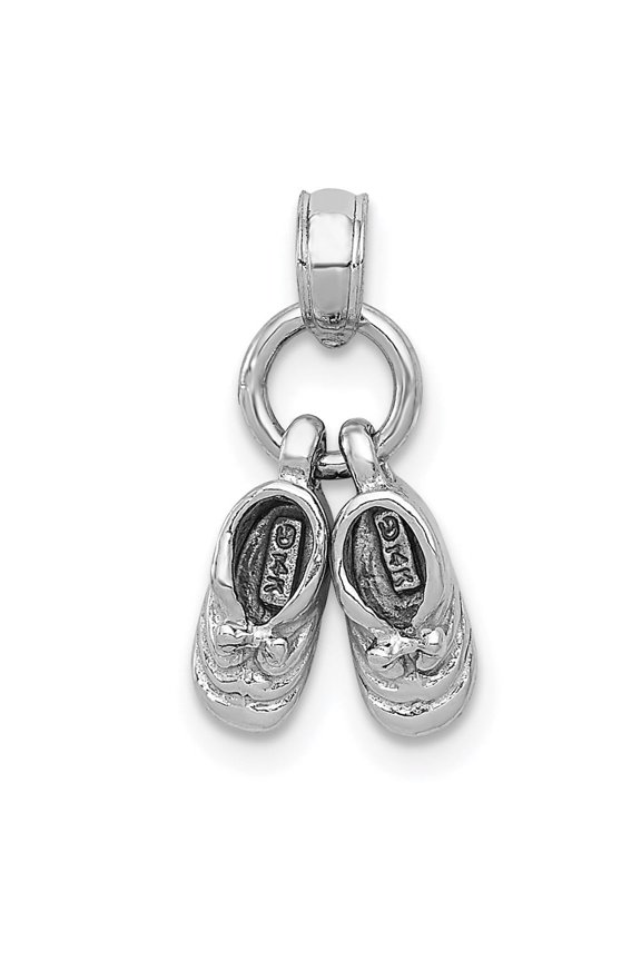 14K White Gold 3D Moveable White Gold Shoes Charm Pendant for Women (L- 0.77 inch, W- 0.33 inch)