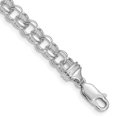 thumbnail image 1 of Diamond2Deal Mother's Day Gift 14K White Gold 5.5mm Solid Double Link Charm Bracelet for Women 7", 1 of 5