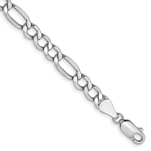 Diamond2Deal 14K White Gold 5.75mm Semi-Solid Figaro Bracelet 8 inch for Women