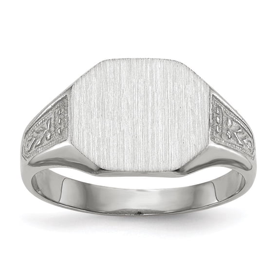 Diamond2Deal Mother's Day Gift 14K White Gold 9.0x11.0mm Closed Back Signet Ring for Women Size 6