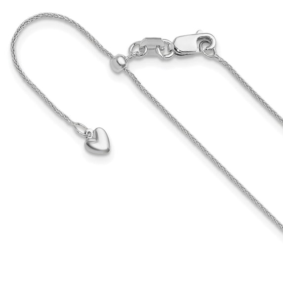 Diamond2Deal 14K White Gold Adjustable .85mm Wheat Chain Necklace for Women 22"