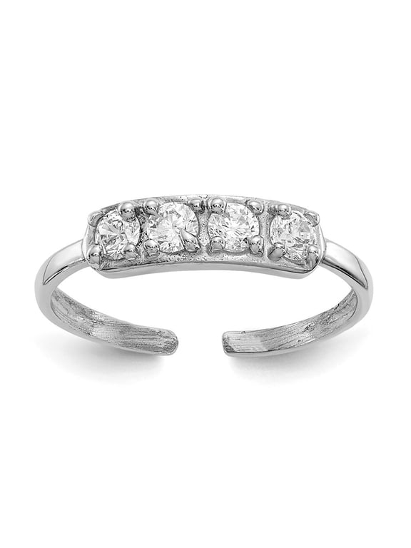 14K White Gold CZ Toe Ring for Women