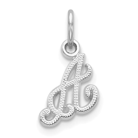 Diamond2Deal 14K White Gold Casted Script Letter A Initial Charm