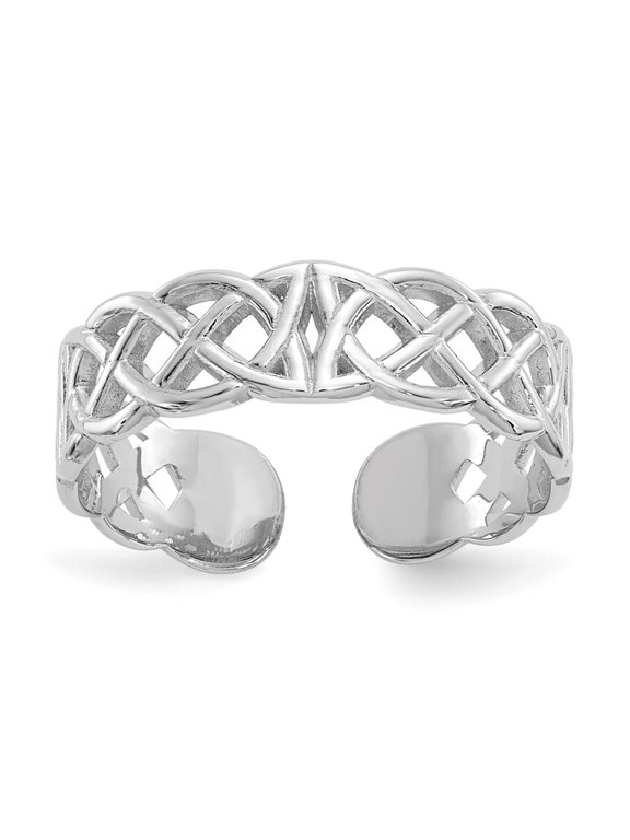 14K White Gold Celtic Design Adjustable Toe Ring for Women