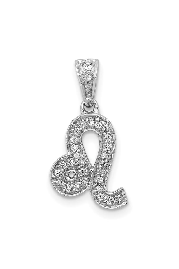 14K White Gold Diamond Leo Zodiac Pendant