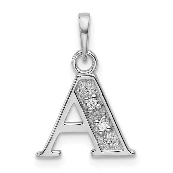Diamond2Deal 14K White Gold Diamond Letter A Initial Pendant