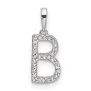 Diamond2Deal 14K White Gold Diamond Letter B Initial Pendant