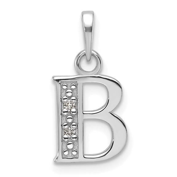 Diamond2Deal 14K White Gold Diamond Letter B Initial Pendant