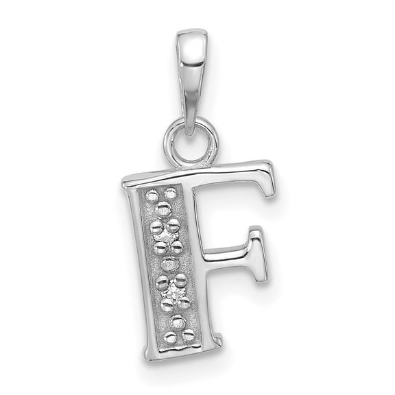 Diamond2Deal 14K White Gold Diamond Letter F Initial Pendant