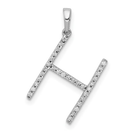 Diamond2Deal 14K White Gold Diamond Letter H Initial Pendant