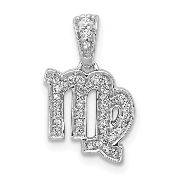 Diamond2Deal 14K White Gold Diamond Virgo Zodiac Pendant