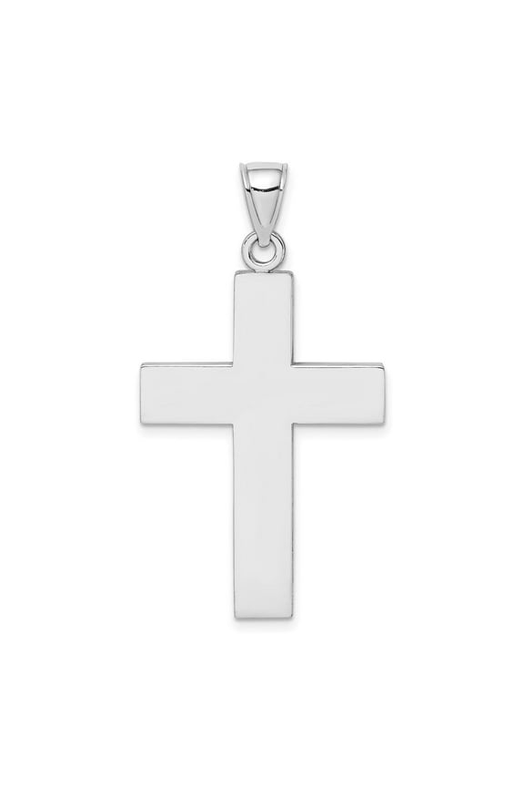 Diamond2Deal 14K White Gold Large Block Cross with Open Back Charm for Women (L- 1.69 inch, W-0.91 inch)