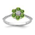 thumbnail image 1 of Diamond2Deal 14K White Gold Peridot and Diamond Floral Ring for Women Size 7, 1 of 1