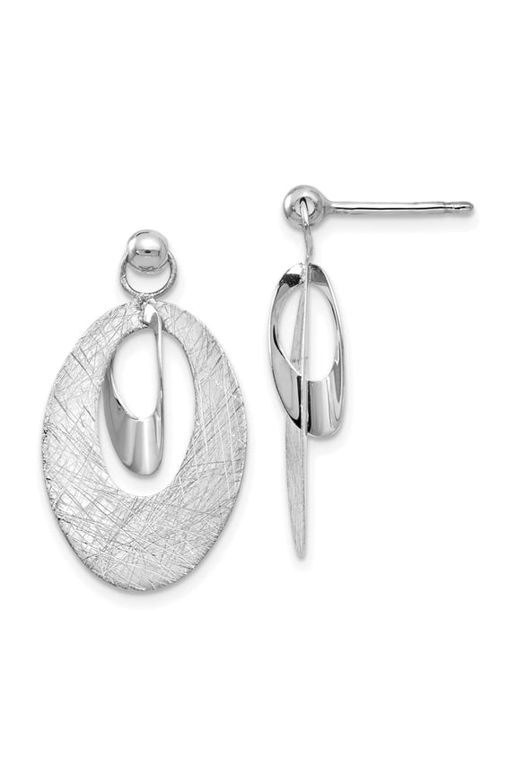 Diamond2Deal 14K White Gold Pol and Scratch Finish Oval Reversible Post Earring for Women (L- 0.95 inch, W- 0.99 inch)