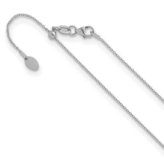 Diamond2Deal 14K White Gold Polished 1.1mm Cable Adjustable to Chain Necklace for Women 18"