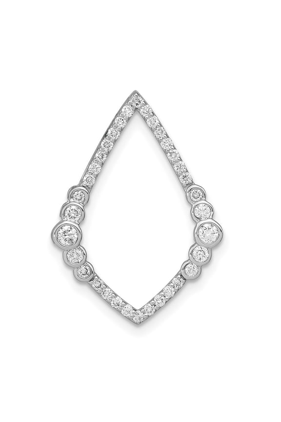 14K White Gold Polished 3/8 carat Diamond Bezel Set Teardrop Chain Slide