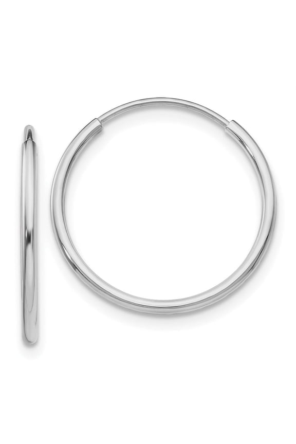 Diamond2Deal 14K White Gold Polished Endless Tube Hoop Earrings for Women (L- 0.67 inch, W- 0.67 inch)