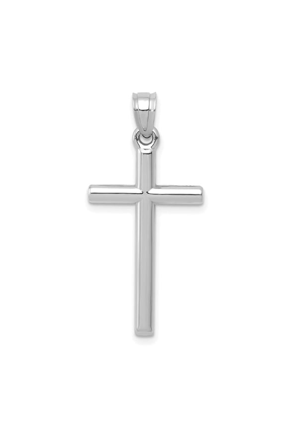 Diamond2Deal 14K White Gold Polished Hollow Cross Pendant for Women (L- 1.23 inch, W- 0.6 inch)