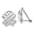 thumbnail image 1 of Diamond2Deal 14K White Gold Non-pierced X Omega Back Earrings for Women (L- 0.56 inch, W- 0.52 inch), 1 of 2