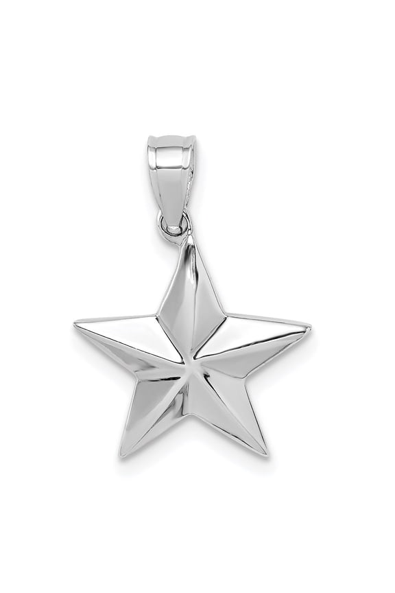 14K White Gold Polished Star Pendant for Men