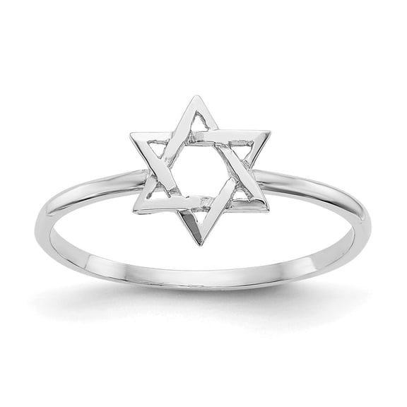 Diamond2Deal 14K White Gold Polished Star of David Ring for Women Size 7
